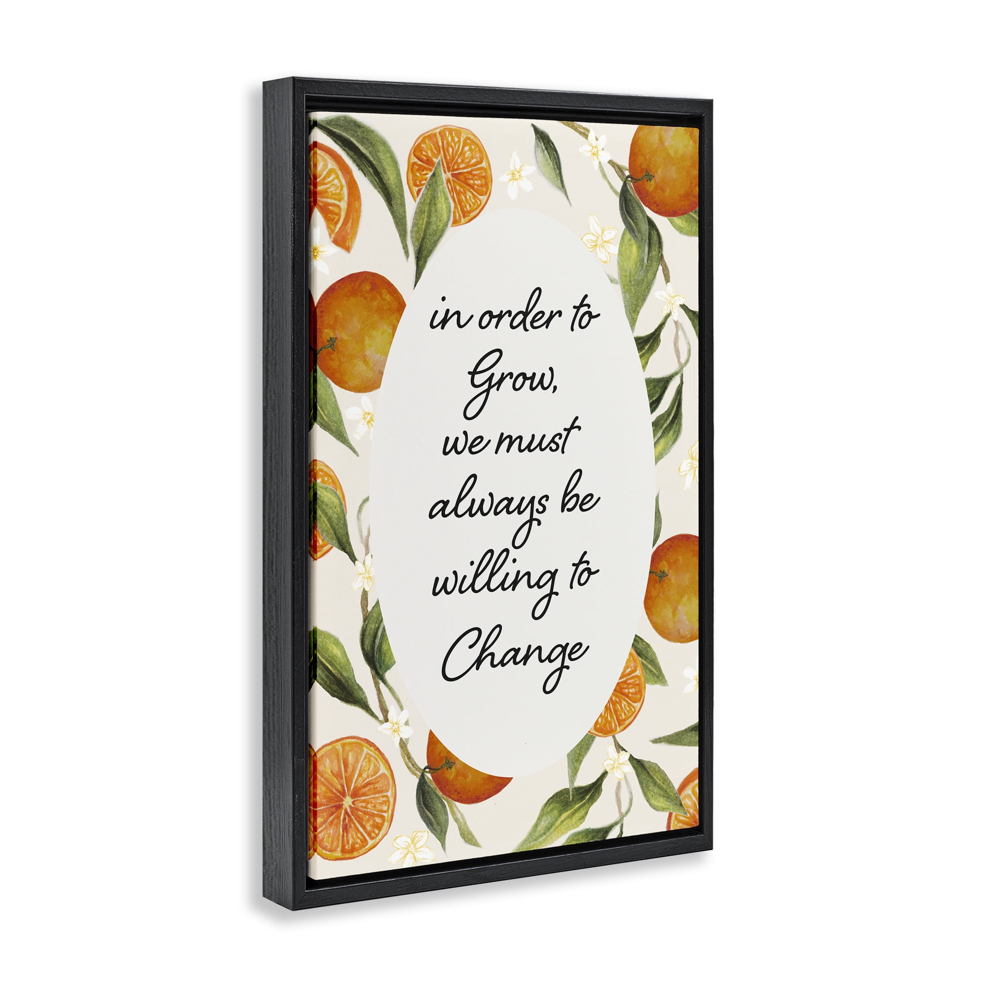 Stupell Industries Willing To Change Quote Black Framed Floater Canvas Wall Art, design by Janice Gaynor