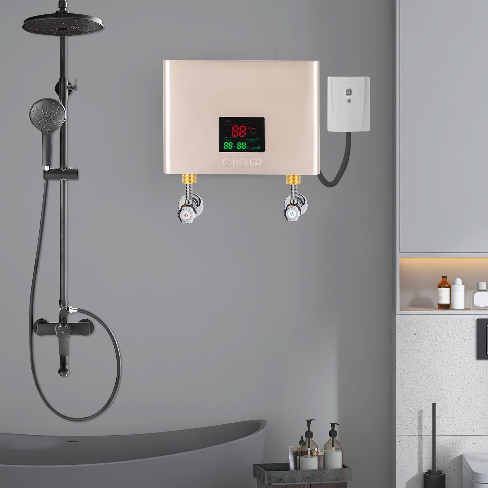 3000W 110V Mini Electric Water Heater, Water Heater, Tankless Water Heater (Batteries Not Included)