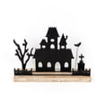 thumbnail image 3 of Adams Halloween Decor - Black Wood Haunted House Mansion Silhouette Sitter, 3 of 3