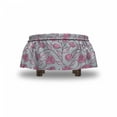 thumbnail image 4 of Leaves Ottoman Cover, Pastel Sketch Leaves Motif, 2 Piece Slipcover Set with Ruffle Skirt for Square Round Cube Footstool Decorative Home Accent, Standard Size, Baby Blue Pale Pink, by Ambesonne, 4 of 5