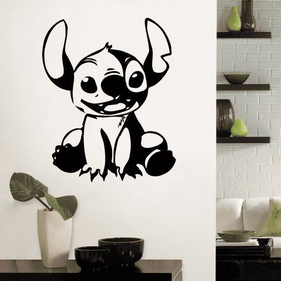 Happy Stitch Cute Lilo and Stitch Disney Cartoon Wall Sticker Art Decal for Girls Boys Room Bedroom Kindergarten Nursery House Fun Home Decors Stickers Wall Art Vinyl Decoration Size (30x22 inch)