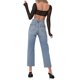 thumbnail image 4 of VISgogo Mujeres Casual Crop Tops, Color Sólido Manga Larga Malla Patchwork Slim-Fit Backless Tops VISgogo moda, 4 of 5