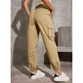thumbnail image 4 of Quinlirra Summer pants for Women 2024 plus size Women's New Solid Color High-waisted Wide-legged Drawstring Leg Casual Thin Sweatpants, 4 of 5