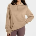 thumbnail image 2 of Povozer Womens Fashion Tops Hoodies for Women Pullover Oversized Sweatshirts Long SLeeve Shirts Loose Fit(Khaki,XXL), 2 of 6