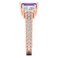 thumbnail image 3 of 3.61 ct Emerald Cut Natural Amethyst 3 Stone 14K Rose Gold Womens Engagement Ring, 3 of 5