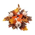 thumbnail image 2 of geerera Fall Harvest Candle Ring with Pumpkin & Maple Leaves, Artificial Thanksgiving Wreath for Pillar Candles, Rustic Autumn Tabletop Centerpiece for Home, 11", 2 of 6