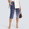 thumbnail image 5 of QATAINLAV Womens Floral Capri Pants with Pockets Dressy Casual Stretch Straight Leg Dress Pants High Waisted Side Split Yoga Capris Multicolor XXL Camisas Para Hombres, 5 of 7