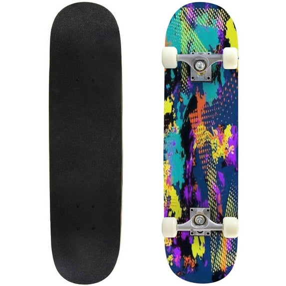 Abstract background for girls and boys Seamless pattern with shapes Outdoor Skateboard Longboards 31"x8" Pro Complete Skate Board Cruiser
