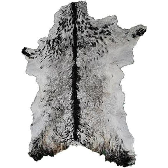 Black & Grey Goat Hide, Premium Goat Skin Rug, Mixed Goat Skin Hair on Leather Hides Rug | Genuine Goat Skin Rug Throw