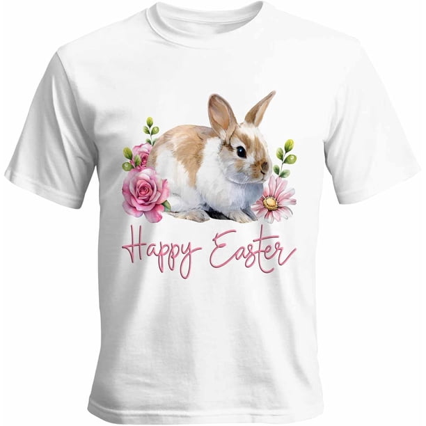 Camisetas casuales de manga corta con estampado de conejo de Pascua para hombre
