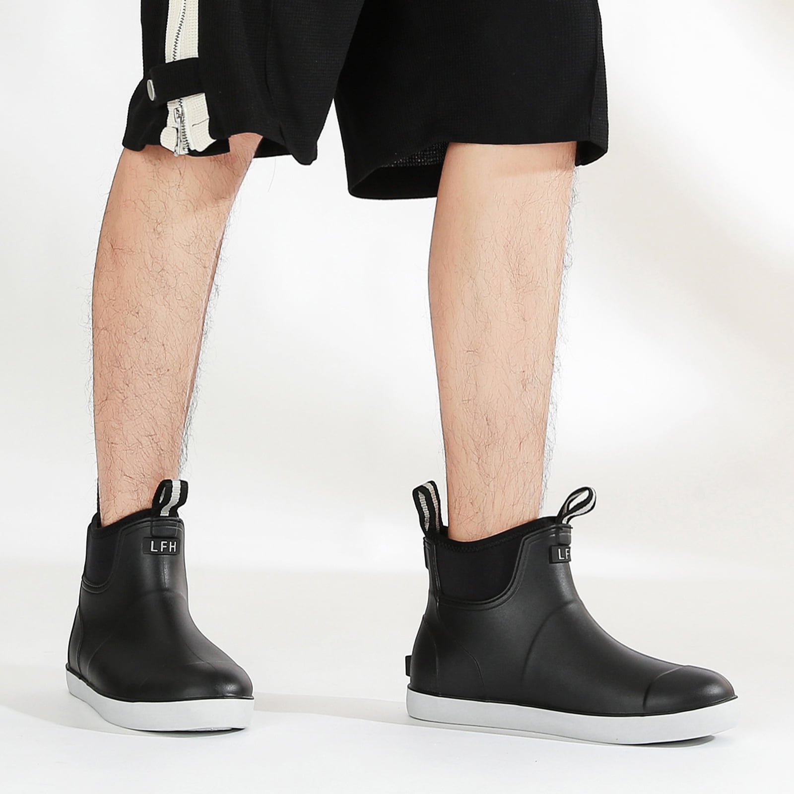 Lcamaw Deck Boots for Men，OutdoorRubber Fishing Garden Waterproof Ankle Rain Boots