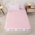 thumbnail image 4 of Homewish Pink Bow Ribbon Zipper Twin Comforter Sets with Fitted Sheet and 2 Pillowcases, Cute Princess Style Zipper Bedding Set, Pink Reversible, 4-Piece, 4 of 6