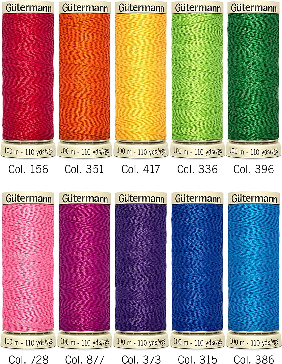 Gutermann Bright Colors 100m Sew-All Thread Set- 10 Spools, 734006-3