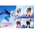 thumbnail image 2 of Gorro peruano de invierno para mujer con orejeras, gorro de esquí y nieve de sherpa con forro polar y 3 pompones (rojo vino), 2 of 5