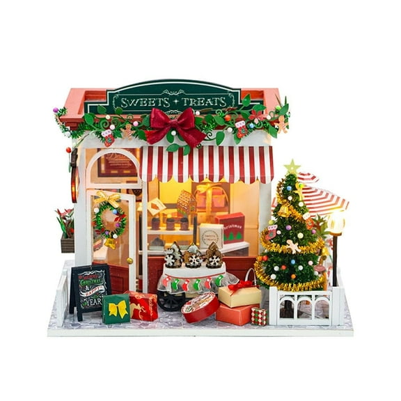 3D Christmas Minature House Kit Furniture Wooden DIY Dollhouse for Adults Gifts
