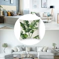 thumbnail image 5 of nygtbtfer Tropical Leaves Throw PillowSet of 2 Green Palm Leaf Decorative Pillow Cases Polyester Linen Outdoor Cushion Covers for Sofa Couch Garden Home Decor White, 5 of 7