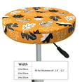 thumbnail image 4 of Round Bar Stool Seat Covers, Bold Black and White Leaves Orange Elastic Round Chair Cover Stool Seat Slipcover Bar Stool Cushions Round Pad for 12-14 inch, 4 of 7