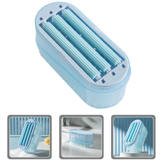 unbranded Foaming Soap Container with Brush for Dishes Shoes and Laundry in Sky Blue Plastic