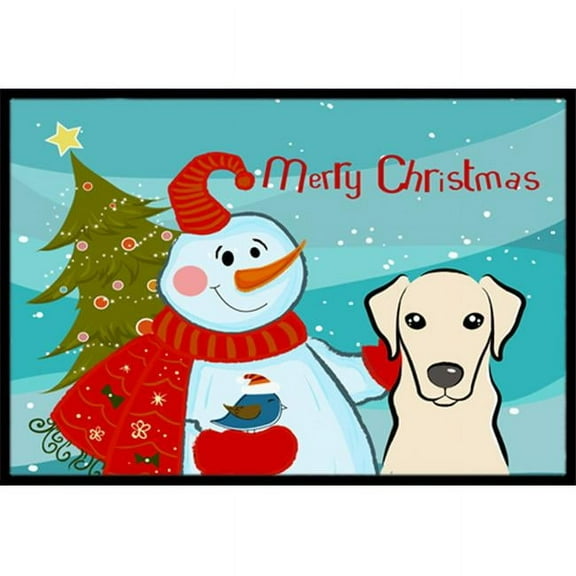 Caroline's Treasures BB1842MAT Snowman with Yellow Labrador Door Mat, Indoor Rug or Outdoor Welcome Mat 18x27 Doormat ,