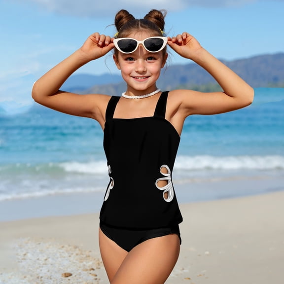 MUXiin Teen Girl Swimsuit One Piece Ruffle Striped Girls Swimsuit One Piece Quick Dry Stylish Design Summer Swimwear Trendy Kids' Beach Swimming