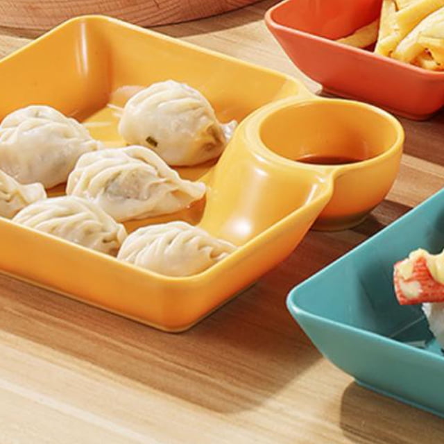 Sauce Dish Dipping Bowl, Multifunction Dumpling Plate for Household