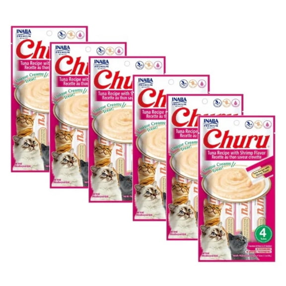Kit 6 Sobres de Churu Atún con Camaron Pack 4 Tubos de 14 g