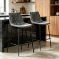 thumbnail image 5 of Abble 24 in. Kitchen Use Charcoal Faux Leather Upholstered Counter and Bar Stool(Set of 2), 5 of 10