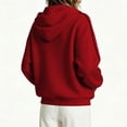 thumbnail image 5 of vdgthytj Sweatshirts for Women Full Zip Long Sleeve Drop Shoulder Side Striped Hooded Jackets Fall Winter Athleisure Outerwear with Pockets(Large,Red), 5 of 7