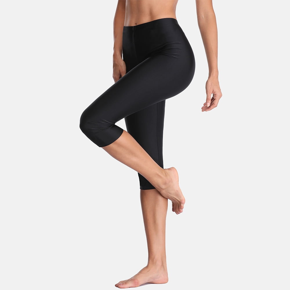 Alove Swim Pants for Women High Waisted Swimming Leggings Stretch Swim Capris Sporty Long Swim Board Shorts