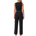 thumbnail image 3 of INSPIRE CHIC Women's Lounge Set Sleeveless Tank Top and Pants Sleepwear Soild Pajama Set S Black, 3 of 6