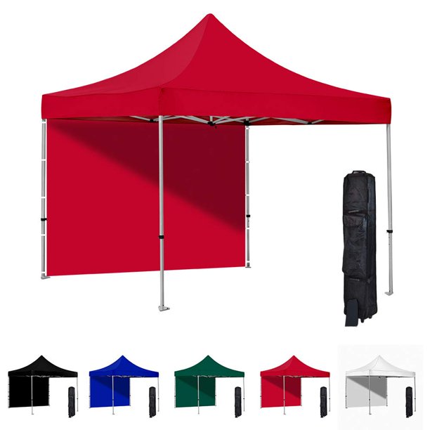 Red 10x10 Instant Canopy Tent and Side Wall CommercialGrade Aluminum