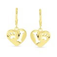 thumbnail image 2 of Bling Jewelry Womens I Love My Dog Paw Print Dangle Heart Shape Earrings Animal Lover Gold Sterling Silver Lever back, 2 of 4