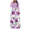 thumbnail image 2 of FcBaudy Longues Robe à Manches à Col Rond Femme Été Robe Décontractée à Manches Longues à Imprimé Floral Patchwork Robe Maxi Robe Femme, 2 of 6