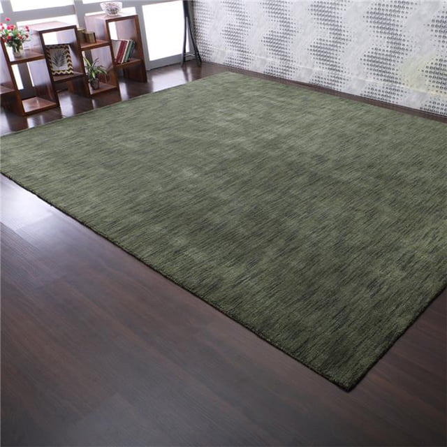 Glitzy Rugs UBSL00111L0013A4 4 x 6 ft. UBSL00111 Hand Knotted Gabbeh Wool Solid Area Rug, Green