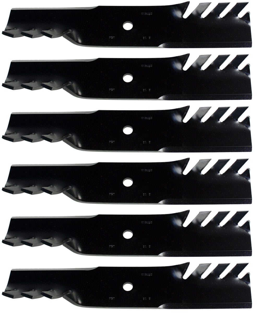 USA Mower Blades 3 CMB184BP Toothed Extra High Lift Blade Fits Bad Boy® 038-5350-0050 038-5350-00 Length 16 1/2 in. Width 3 in. Thickness .250 in. Center Hole 5/8 in. 32 in. 48 in. Deck 