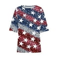 thumbnail image 4 of Feancey Womens Blouses Women's Linen Plus Size Tops 4th of July USA Flag Stars Stripes Sequin Print Shirts 3/4 Sleeve Crew Neck Loose Tunics Trendy Patriotic Tees, 4 of 5
