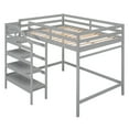 thumbnail image 6 of Churanty Full Size Wooden Loft Bed with Built-in Hanger for Clothes and Staircase, Multi-Functional Loft Bed with Staircase and Guardrails, Gray, 6 of 14