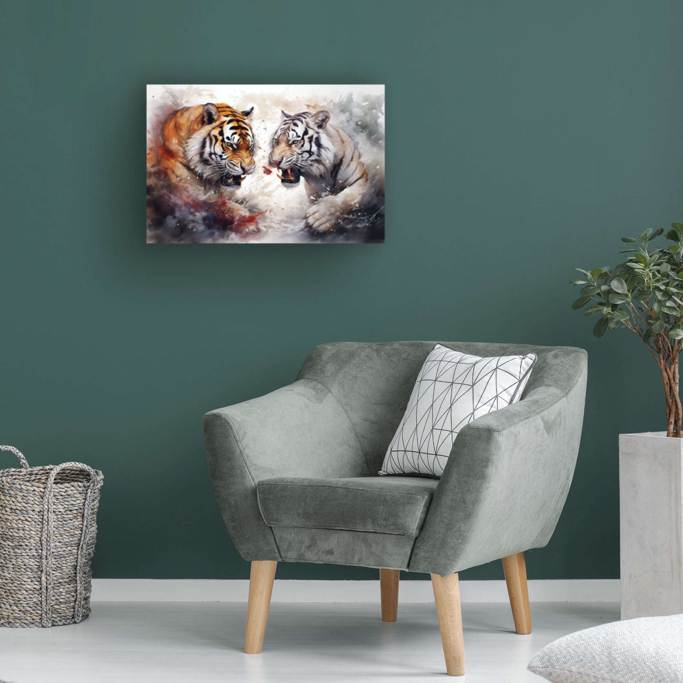 Canvas Wall Art - Momart 'Wild Life Of Predators In Watercolor 10' Wall Art for Living Room, Bedroom, or Office Décor by Trademark Fine Art - 24 x 16 Inches