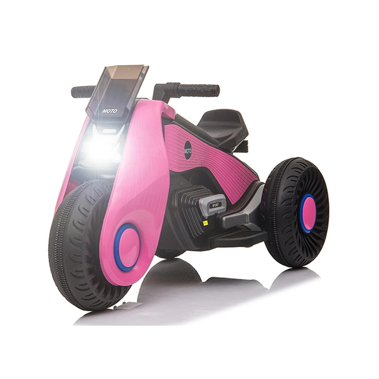 CIPACHO 6V Kids Ride on Motorcycle, 3 Wheel Trike Motorcycle, Electric Ride on Toys with Music, Story Playing, Pink