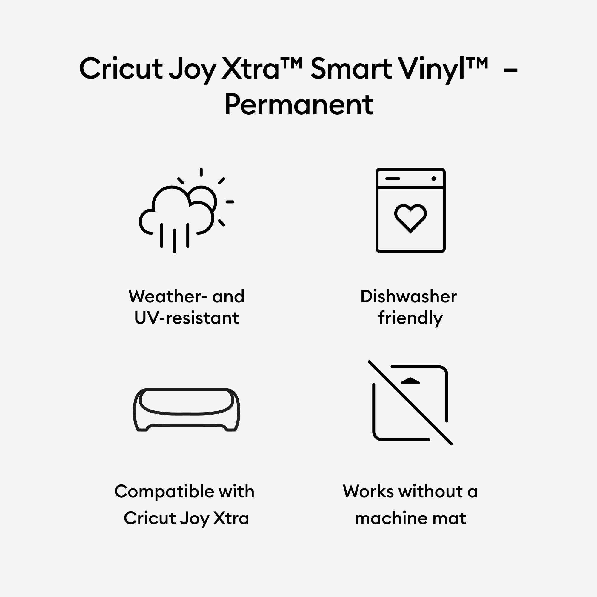 Cricut Joy Xtra™ Smart Vinyl™ Matless Permanent Vinyl (3 ft), 9.5" x 36",White