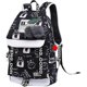 thumbnail image 1 of Backpack for teenage girls, middle school students, outdoor backpack with USB charging port, white, black., 1 of 5