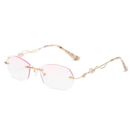 Women Simple Vintage Classic Ultra Light Glasses Reading Glasses Anti-Blue Light Eye Protection GOLD STRENGTH 250