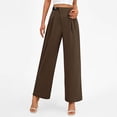 thumbnail image 6 of LEBONYARD Women Sweatpants,Women's Fashionable High Waisted Business Casual Work Straight Leg Wide Leg Suit Pants with Pockets Coffee XXL, 6 of 8