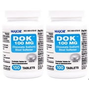 Major DOK Docusate Sodium 100 mg Stool Softener - 100 Crushable Tablets - 2PK