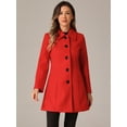 thumbnail image 3 of DARING DIVA Women's Casual Winter Single Breasted Mid Length Overcoat Red S, 3 of 6