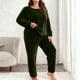thumbnail image 1 of Conjunto de pantalones y blusa de poliéster para mujer, de talla grande, a la moda, de manga larga y color liso, informal, para estar en casa, 1 of 5