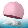 thumbnail image 1 of Gorro de natación de silicona impermeable para piscina, muy elástico, para ducha, para cabello largo y corto, para hombres y mujeres, para conducir en Rosa, 1 of 8