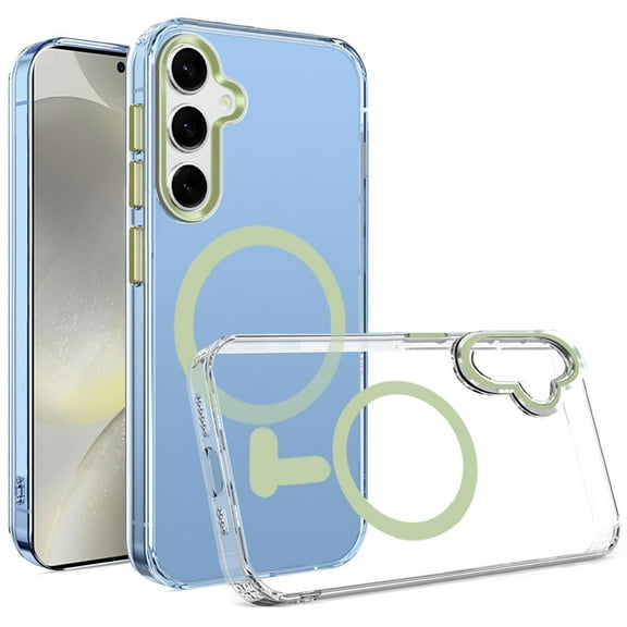 For Samsung s25 Plus/s24 Plus Matching Clear Transparent Circle Design Case Cover - Light Green