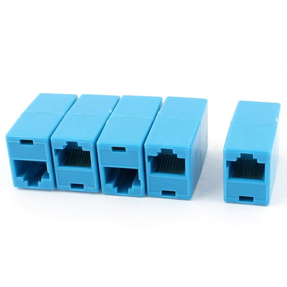 5Pcs RJ45 8P8C F/F Network Cable Connector Extender Coupler Joiner Blue