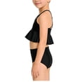 thumbnail image 4 of Einccm Girls 2 Piece Bikini Swimsuit Set for 2-12 Years, High-Waist Bottom with Strappy Cutout Top and Ruffle Detail, Fashionable Age-Appropriate Design for Beach Pool, 4 of 8
